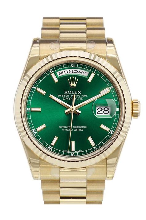 green dial rolex gold|rolex green dial day date.